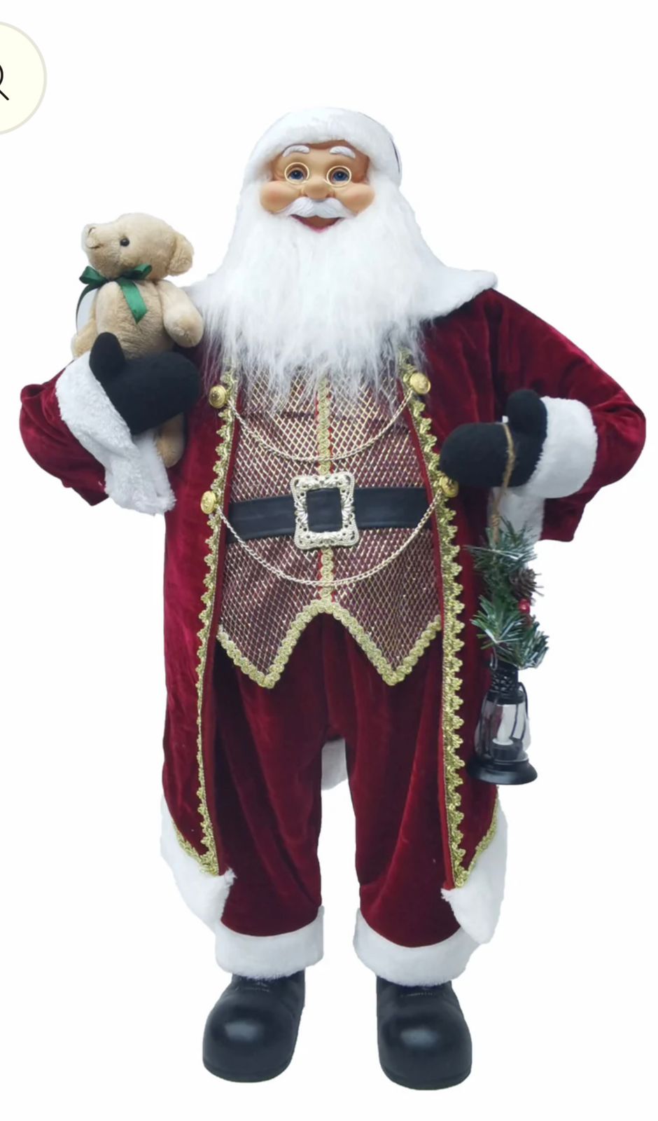 90cm Vintage Santa- Burgundy Velvet