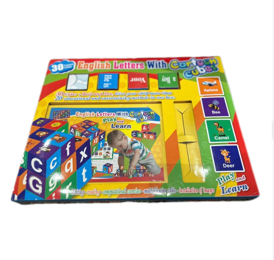 English letters with Cartoon Cubes